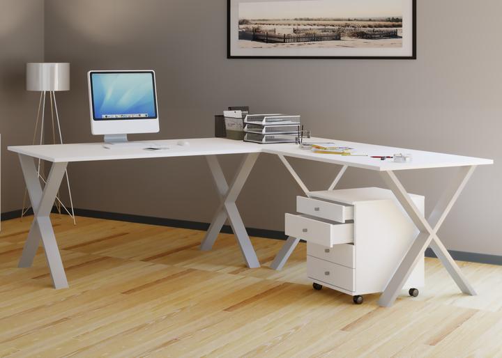 Immagine prodotto VCM Mobili per ufficio Scrivania angolare Lona Profondità 50 cm X Argento (76 x 130 x 130 x 50 cm)