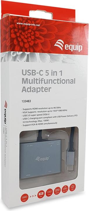 Produktbild equip USB-C 5-in-1 Multifunktionsadapter (USB-C)