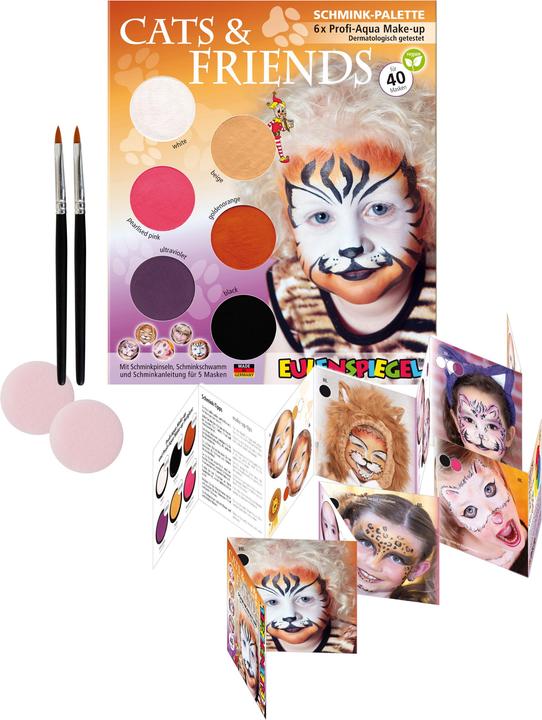 207055 - Schminkpalet Cats & Friends, instructies voor 5 dierenmaskers, kinderschmink, fa