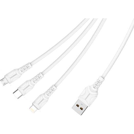 Denmen 3IN1 USB-KABEL WEISS 1M D05E 2.4A 1M (1 m), Cavo USB