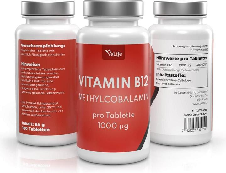 Produktbild VeLife Vitamin B12 Tabl (180 Stk., Tabletten, 81 g)