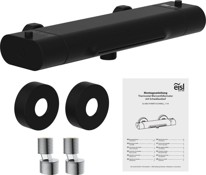 Actual product image Eisl Bathroom bath mixer CARNEO bath mixer black matt waterfall spout 1330090B