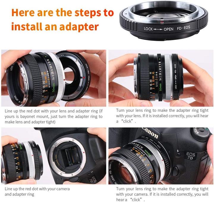 Produktbild K&F Concept M13135 High Precision Lens Adapter Mount, FD-EOS with Glass