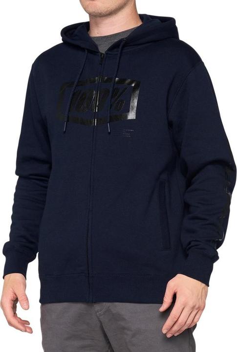 Actual product image 100% Syndicate Hooded Jacket with Zip, Size XL, Navy Blue/Black (XL)