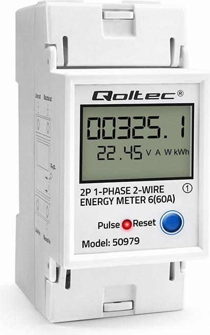 Qoltec Single-phase electronic energy consumption meter for DIN rail