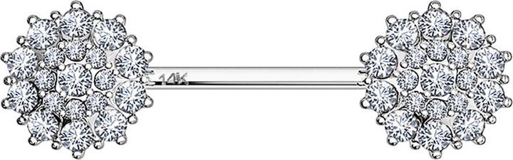 Image du produit Star Piercing Barbell 14k weissgold Kristall gepflasterte Blume silber (sans laiton, Or 14k)