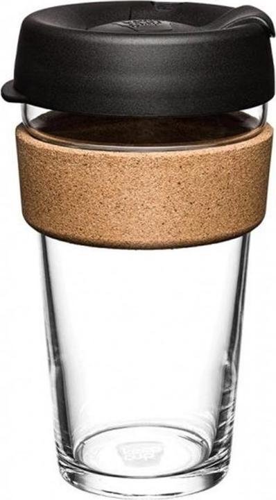 Keepcup Thermo mug L glass/cork, 454 ml, black