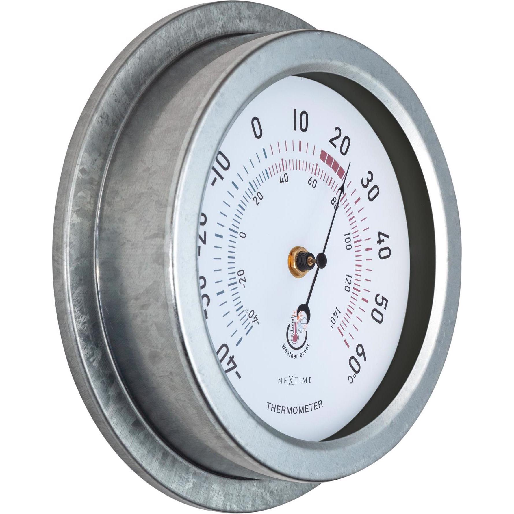Thumbnail - Nextime Thermometer Lily Ø 22 cm, Silber, Thermometer + Hygrometer, Silber