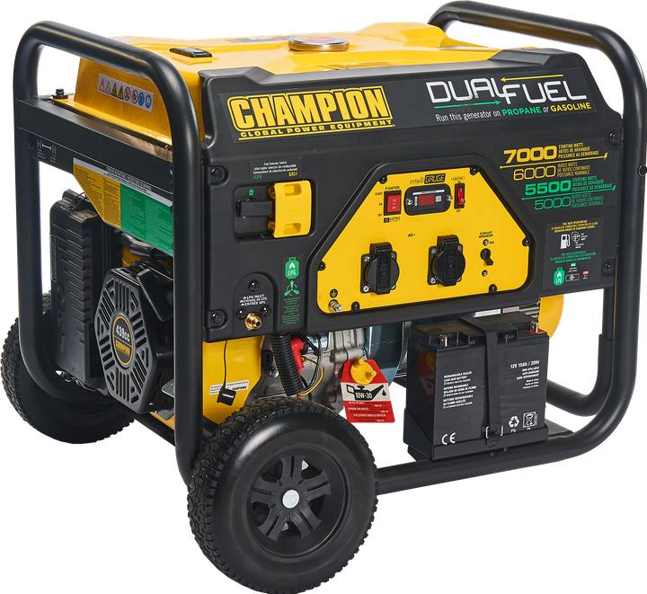 Immagine prodotto Champion Power Equipment Generatore da 7000 watt a doppia alimentazione GPL/benzina (6000 W, 23 l)
