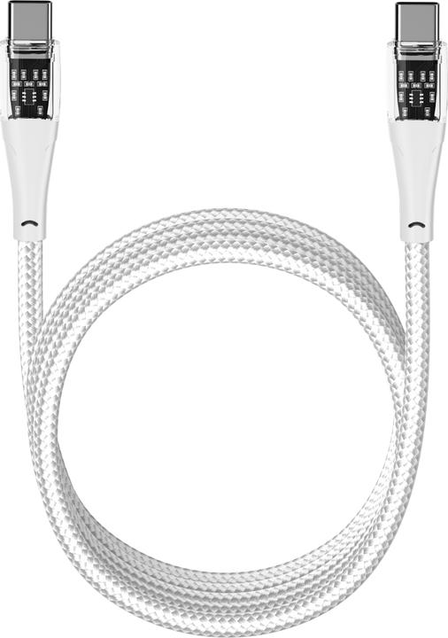 Actual product image Qualo Transparent nylon cable USB-C - USB-C 1.5m 3A white QTCN-CC-00 (1.50 m, 60 W)