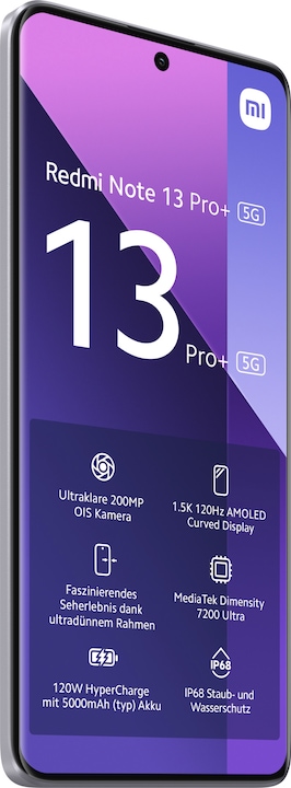 Produktbild Xiaomi Redmi Note 13 Pro+ 5G (256 GB, Aurora Purple, 6.67", Dual SIM, 200 Mpx, 5G)