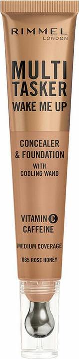 Rimmel London Multi-Tasker Wake Me Up Foundation & Concealer 065 Rose Honey Lässt dunkle Augenringe verschwinden (65 - Rose Honey)