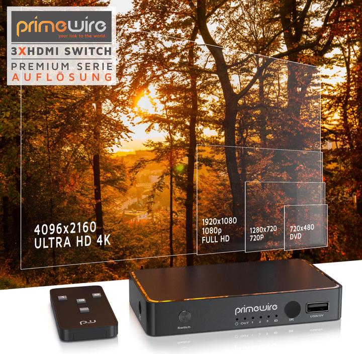 Image du produit Primewire Commutateur HDMI 4K avec télécommande
