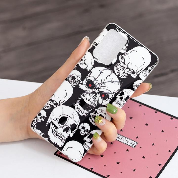 Actual product image Cover-Discount Galaxy A52 - Fluorescent Silicone Case Skull and crossbones