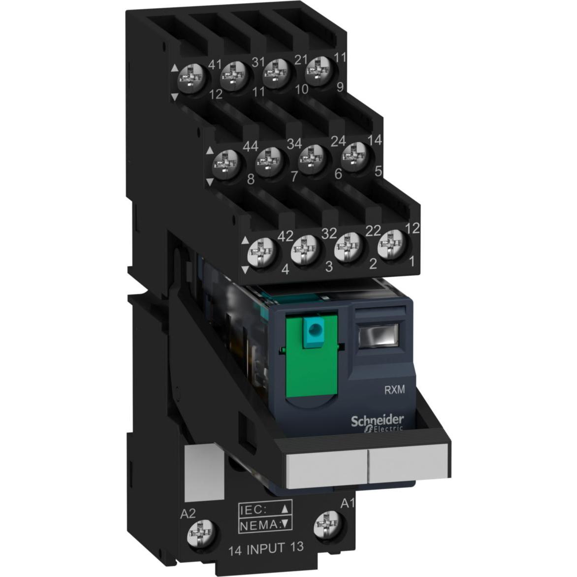 30x APC Miniatur-Steckrelais mit LED RXM, 4 Wechsler, DC, 24V, 6A, Schraubklemme, Relais