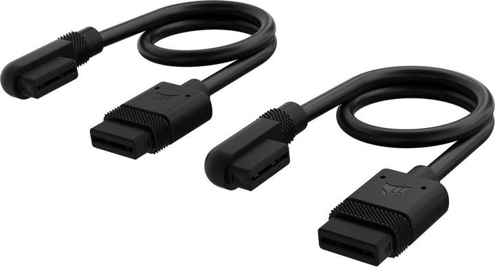 Image du produit Corsair Câble iCUE LINK, 2x 200mm avec connecteurs droits/étroits 90°, Noir