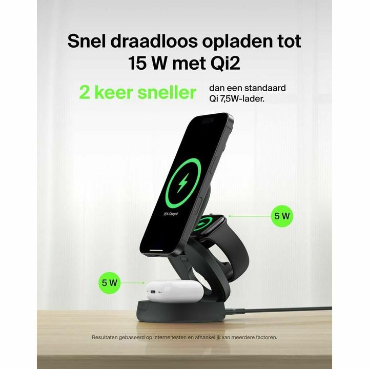 Produktbild Belkin BoostCharge 3-in-1 Qi2 Ladestation (15 W)