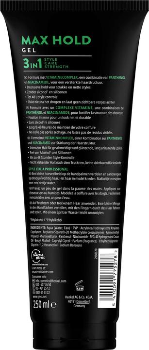 Actual product image Syoss Hair gel Max Hold 250 ml (Hair gel, 250 ml)