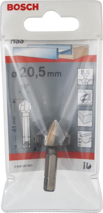 Image du produit Bosch Professional Zubehör Fraise conique à lamer à queue six pans, 20,5, M 10, 41 mm, 1/4 de pouce (20.5 millimètres)