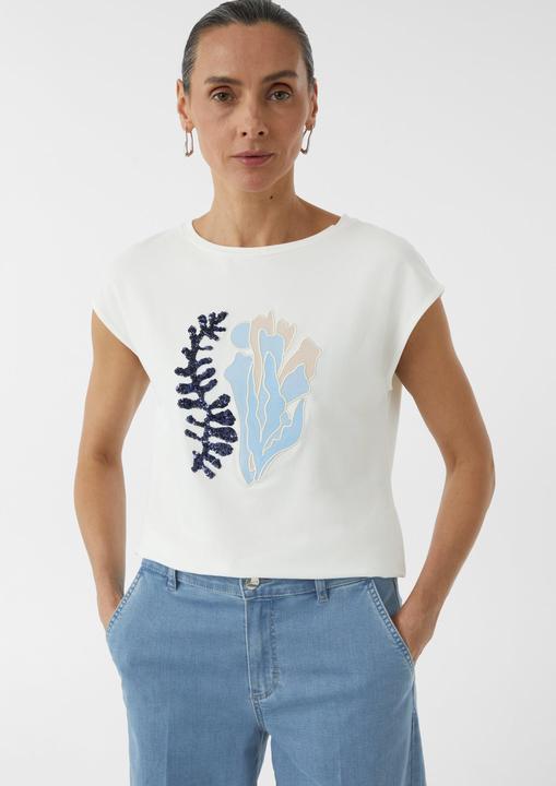 Produktbild Comma T-Shirt Jersey-T-Shirt mit Pailletten und Artwork (40)