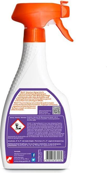 Image du produit Maag Spray anti-fourmis (Fourmis, Isopode, Mouche, Arachnides, Gardons, Lépismes)