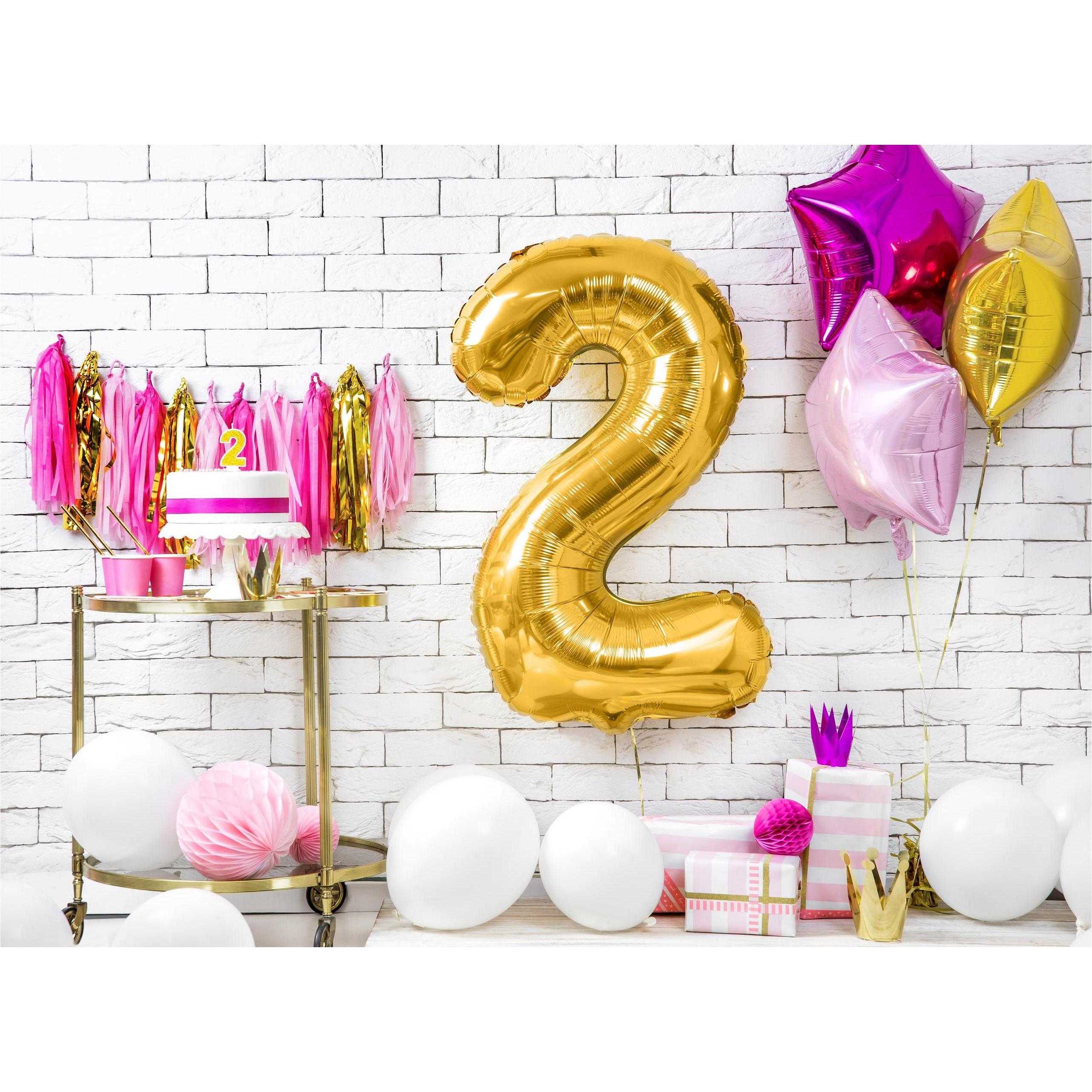 Thumbnail - Partydeco Alu-Ball Ziffer "2" Gold
