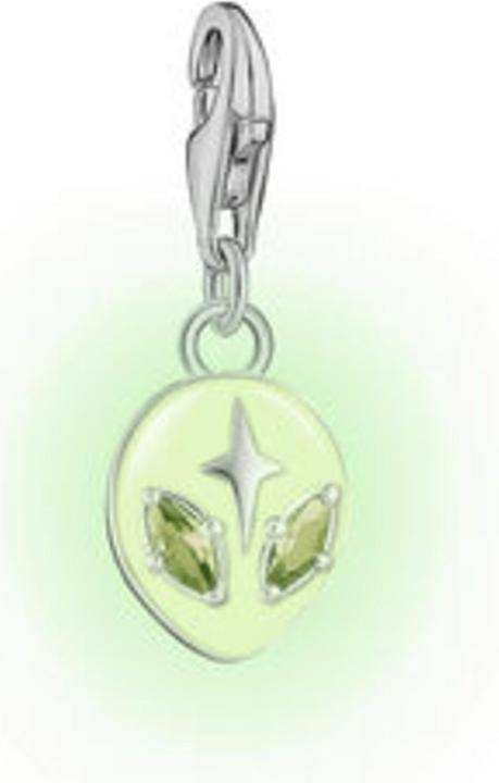 Produktbild Thomas Sabo Charm-Anhänger Alienkopf mit gelber Kaltemaille und Steinen Silber (925er Silber, Emaille)