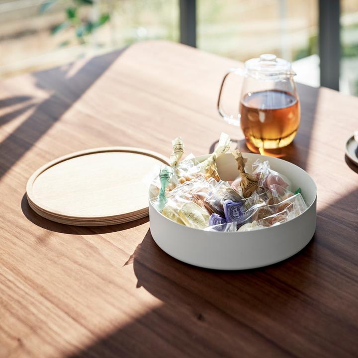 Actual product image Yamazaki Round storage box with lid RIN (6 x 22 x 6 cm, 4.32 l)
