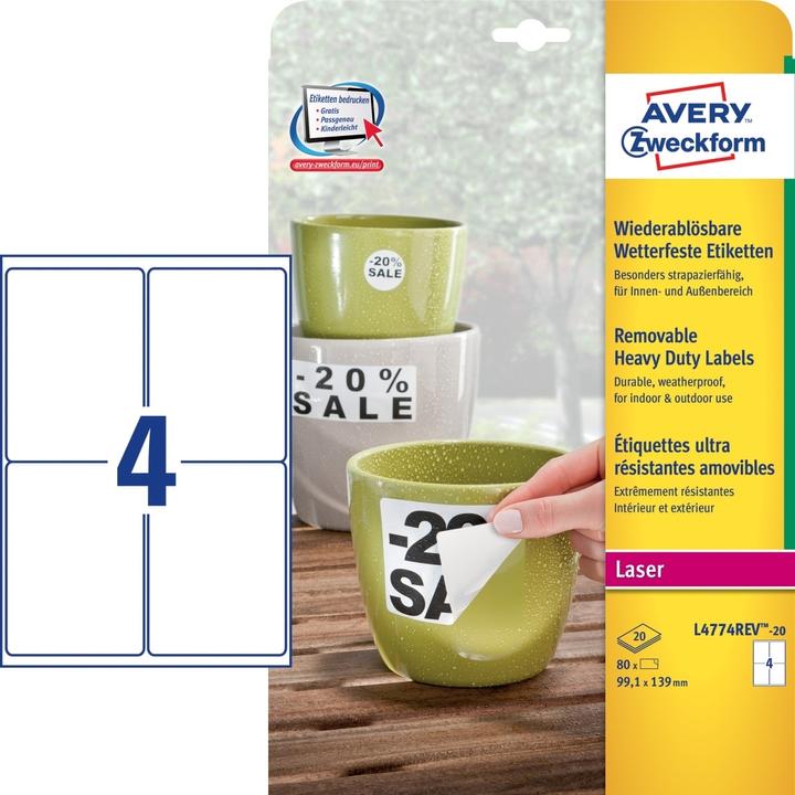 Produktbild Avery Wetterfeste Etiketten, ablösbar