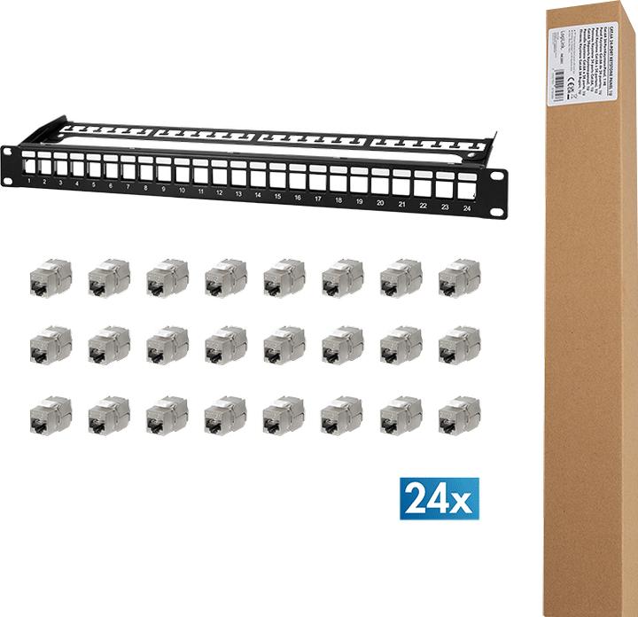 Immagine prodotto LogiLink Modulares 24-Port Cat.6A Keystone Patchpanel, 1 HE, 19" Einbau, PrimeLine