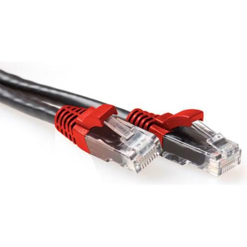 ACT Black 1 meter U/UTP CAT6A patch cable cross with RJ45 connectors. Cat6a u/utp cross bk/rd 1.00m (U/UTP, CAT6a, 1 m),...