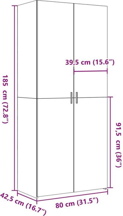 Image du produit vidaXL Buffet haut (42.50 x 80 x 185 cm)