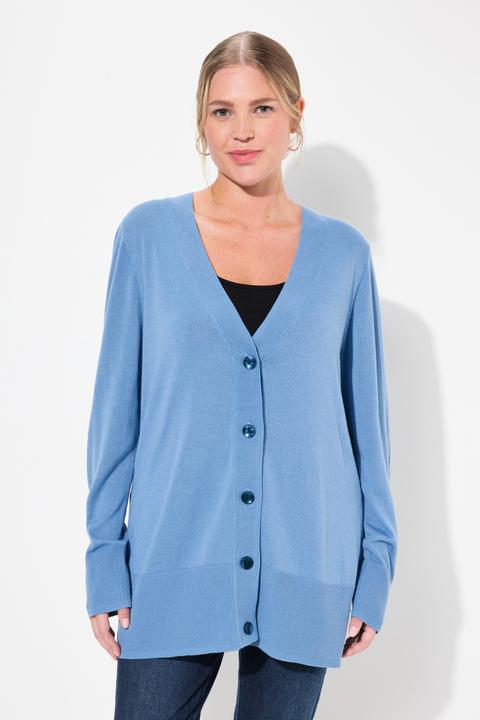 Produktbild Ulla Popken Strickjacke, V-Ausschnitt, Knopfleiste, Feinstrick (50, 52)