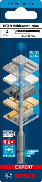 Produktbild Bosch Professional Zubehör EXPERT HEX-9 MultiConstruction Bohrer, 4 x 45 x 90 mm (4 mm)