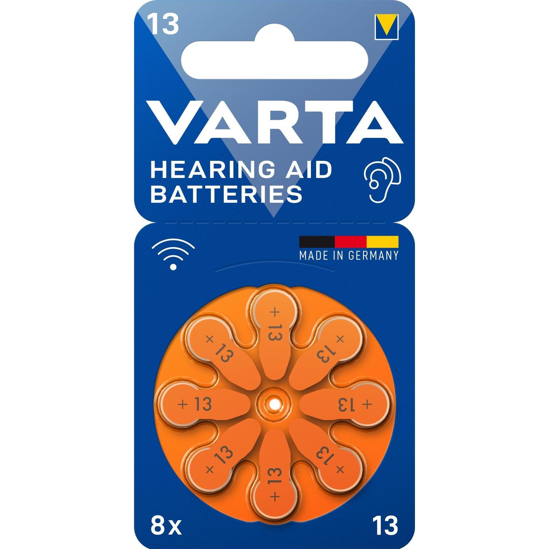 10x Varta Hörgerätebatterie 13 8 Stück (8 Stk., PR48, 310 mAh), Batterien + Akkus