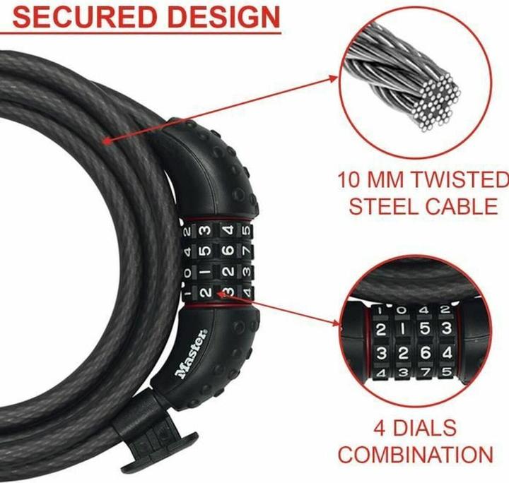 Actual product image Master Lock Quantum cable lock 10 mm x 1,800 mm key