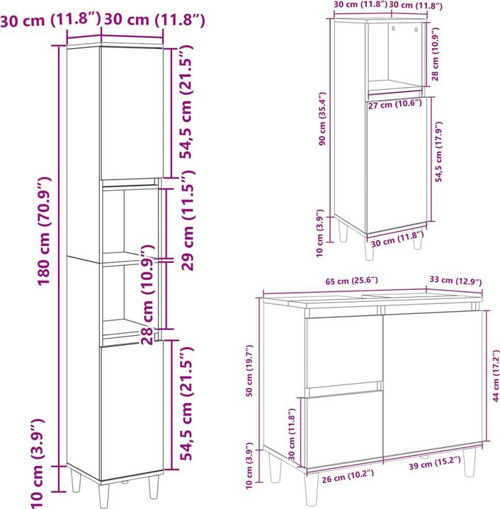 Nährwerte und Zutaten vidaXL 3-tlg. Badmöbel-Set