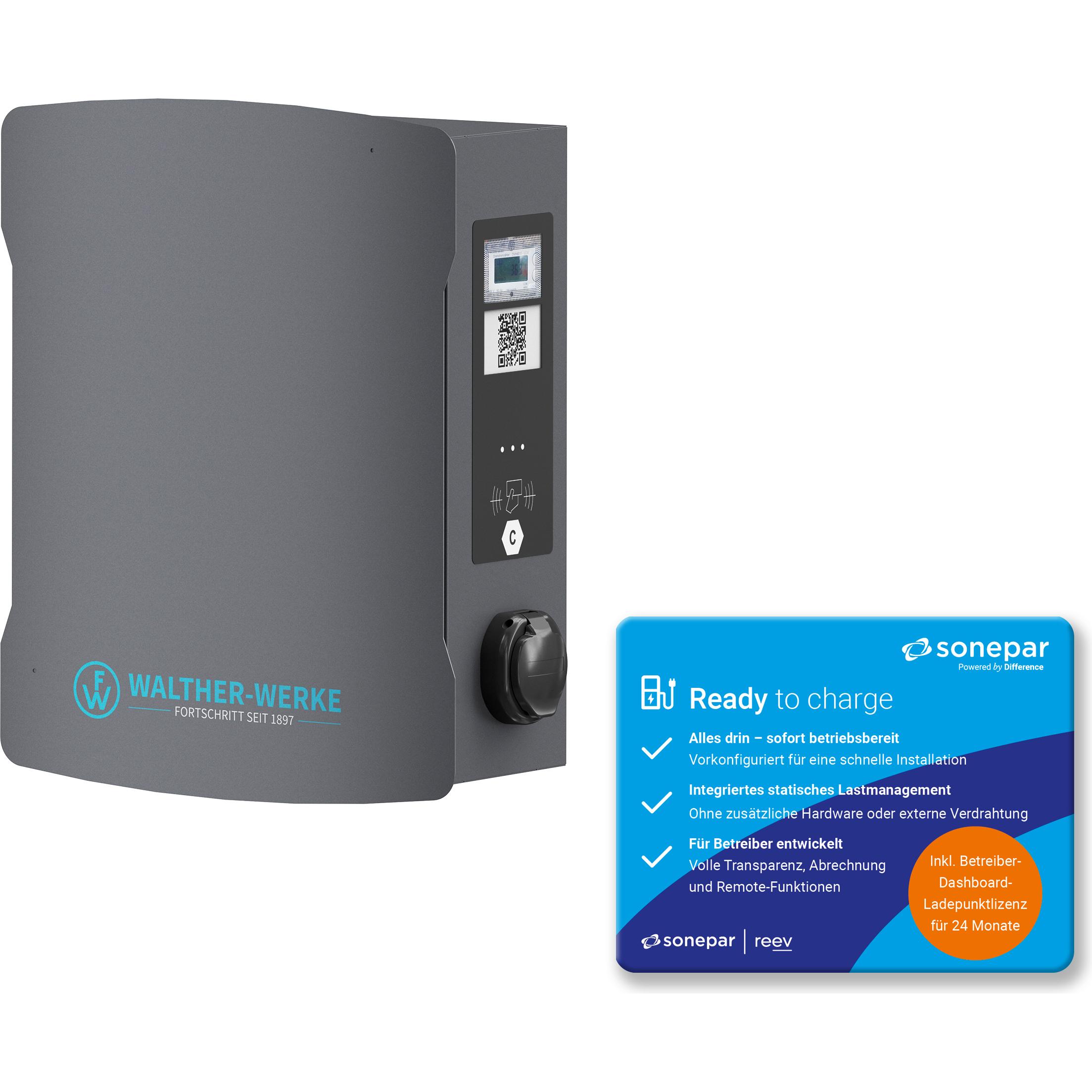 Walther Werke, Stazione di ricarica auto elettriche, Wallbox smartEVO duo+ LST (Tipo 2, 22 kW)