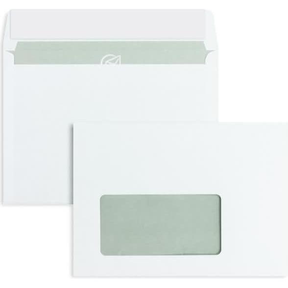Blanke, Briefumschlag, Briefumschläge C6 80g/qm haftklebend Fenster VE=1000 Stück weiss (C6, 1000 x)
