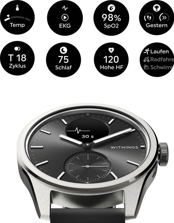 Produktbild Withings Unisexuhr Scanwatch 2 - 42mm black (Hybrid Uhr, 42 mm)