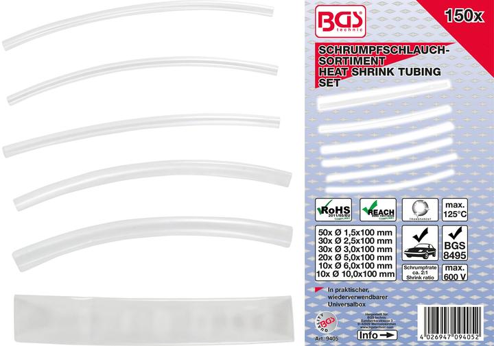 Image du produit BGS Shrink Tube Assortment | transparent | 150 pcs. (150x)