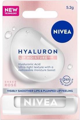 NIVEA Hyaluron Lip Moisture Plus Sheer Rose Moisturizing Lip Balm 5.2G (Lippenöl)