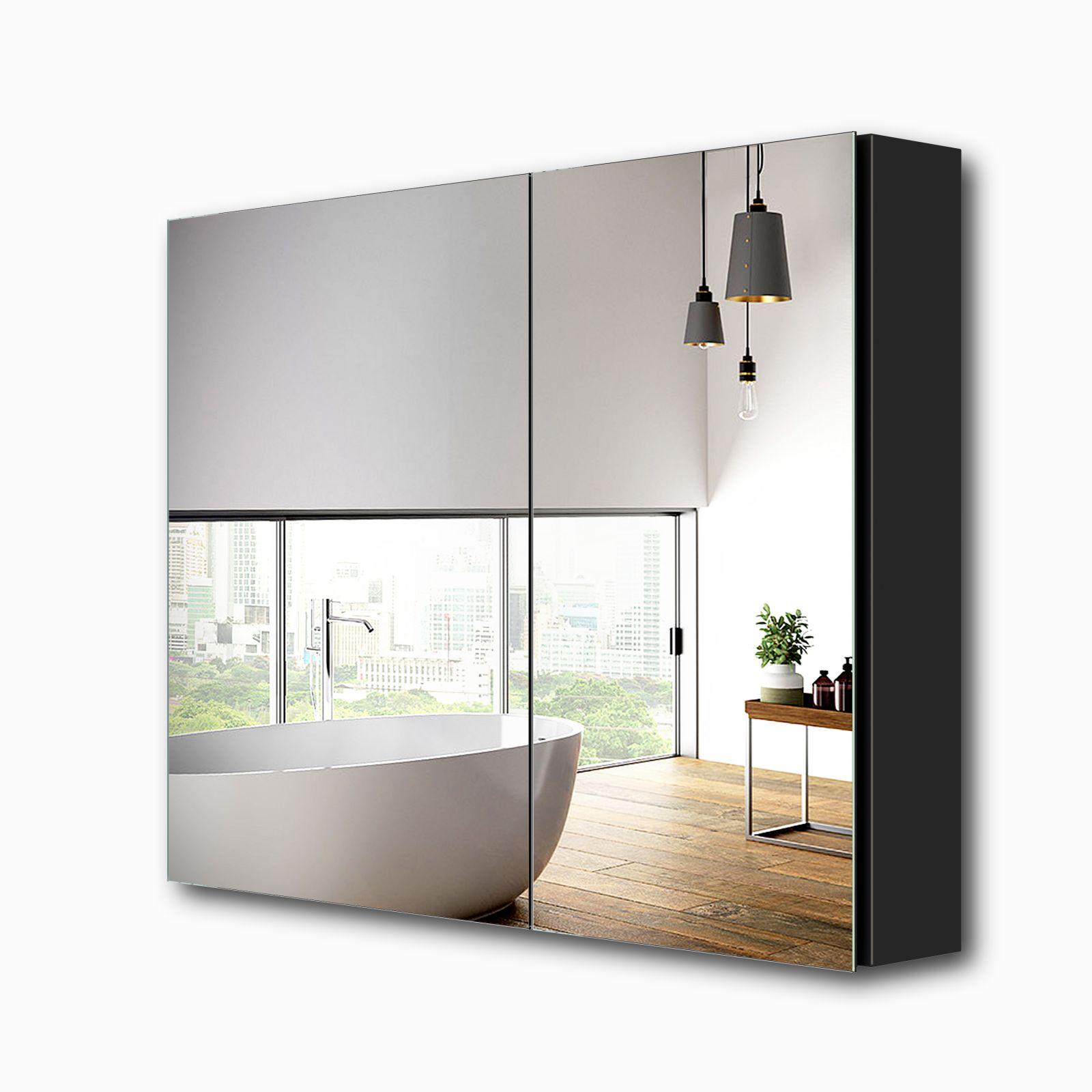 Emke, Spiegelschrank, Spiegelschränke 85x65cm Spiegelschrank Badschrank mit Doppelseitiger Spiegel (Schwarz) (65 x 85 cm...