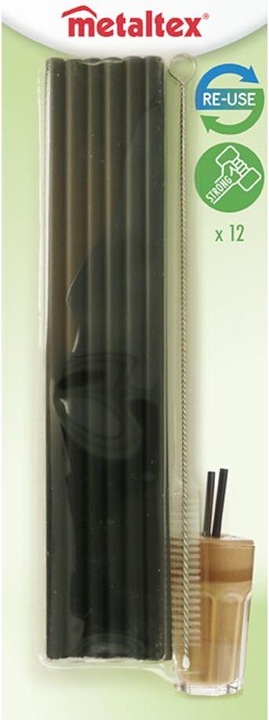 Immagine prodotto Metaltex Cannucce di plastica 12 pezzi nere (12 x)