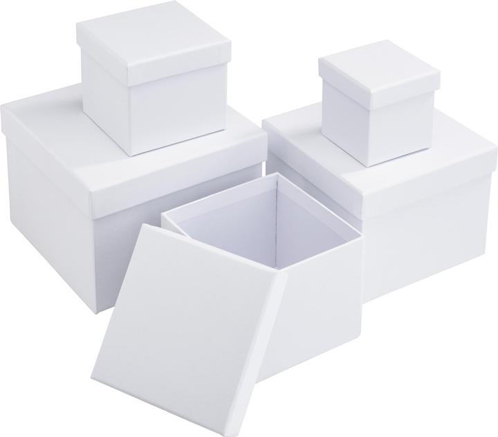Immagine prodotto VBS Scatole "Square", set di 5, cartone, bianco, circa 14 x 14 x 10 cm fino a 6 x 6 x 6 cm