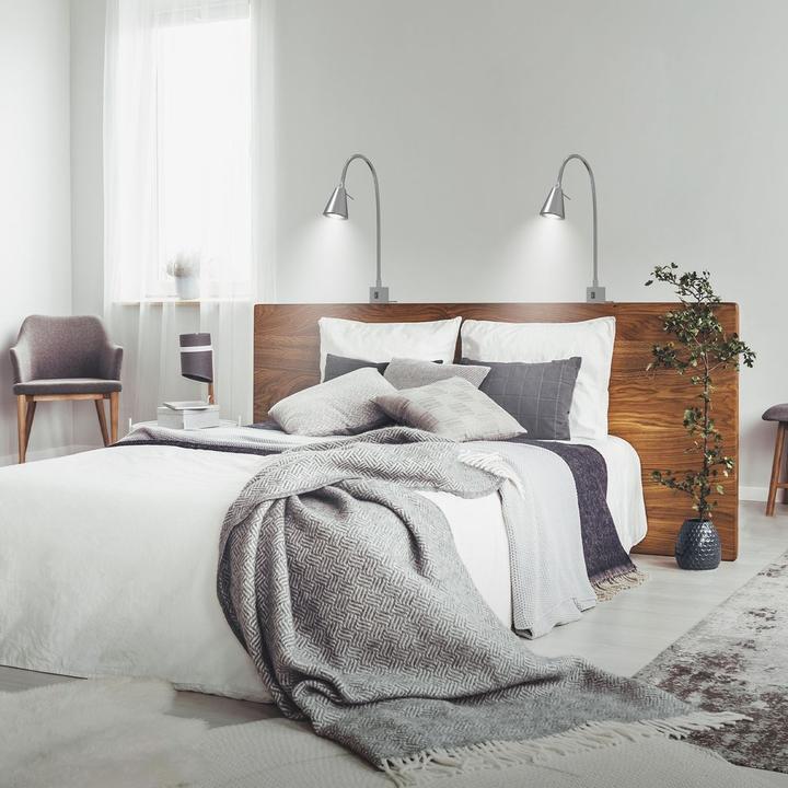 Produktbild Briloner 2er Set LED Bettleuchte Schlafzimmer Wohnzimmer Matt-Nickel (400 lm, GU10)