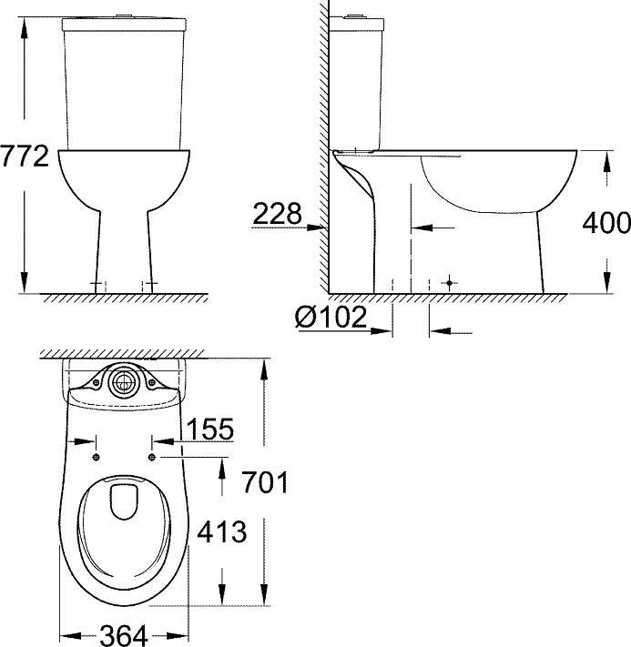 Actual product image Grohe Floor-standing WC combination BAU KERAMIK flush rim awe