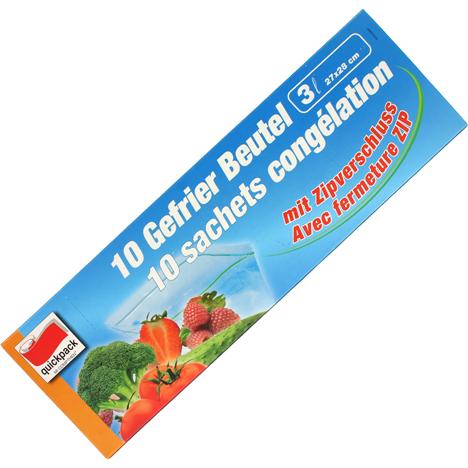 Quickpack Gefrierbeutel 3l 10er mit Zip-Verschluss 27x28cm (10x)