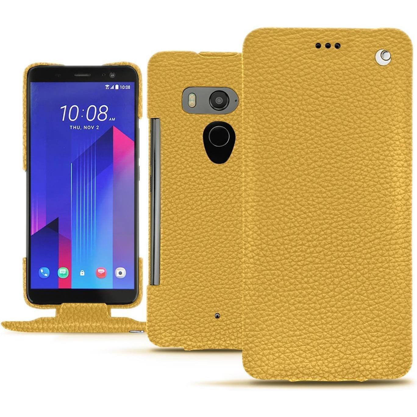 Noreve Lederschutzhülle vertikal (HTC U11+), Smartphone Hülle, Orange