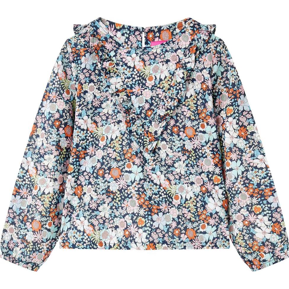 VidaXL, Mädchen, Shirt, Kinder-Langarmbluse Dunkelblau 92,Material: 100, Blau, (92)